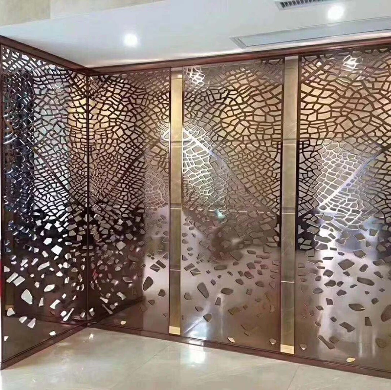 Customized Stainless Steel Chinese Style Golden Room Divider Project Case