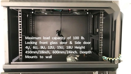 Aze 12u wandmontierter, doppelteiliger, ausschwenkbarer Server-Netzwerk-Rack-Schrank mit abschließbarer Glastür, 24 Zoll tief-Rwhe12u24